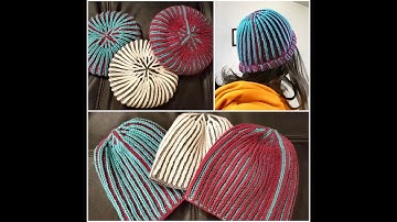 Two-color brioche hat: a Knittycat
