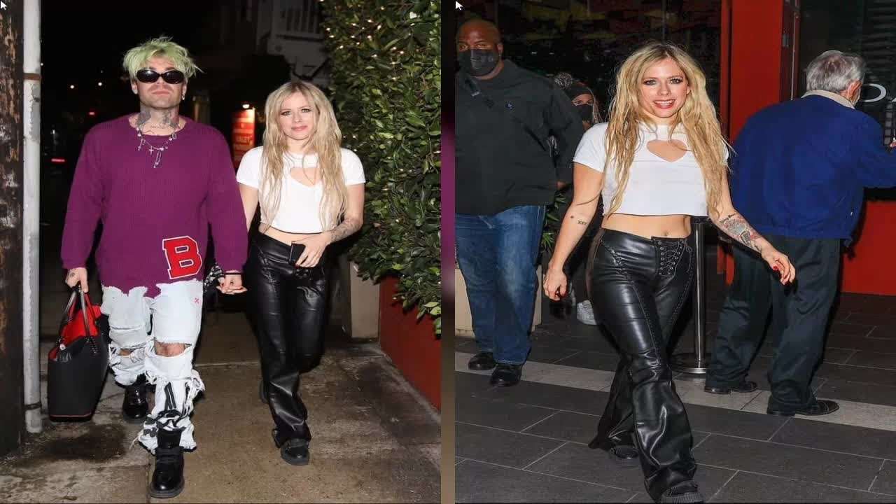 Avril Lavigne Flaunts Her Tiny Waist And Taut Abs In A Cut Out White Crop Top With Edgy Leather 