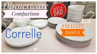 Corelle vs Amazon Basics Dinnerware Set Plates, Bowls Comparison