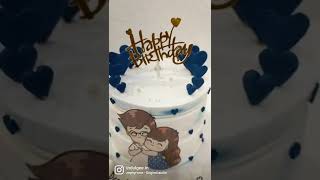 Cute Couple Theme Cake|| Edible Photo Cake || Love theme cake || Blue Hearts