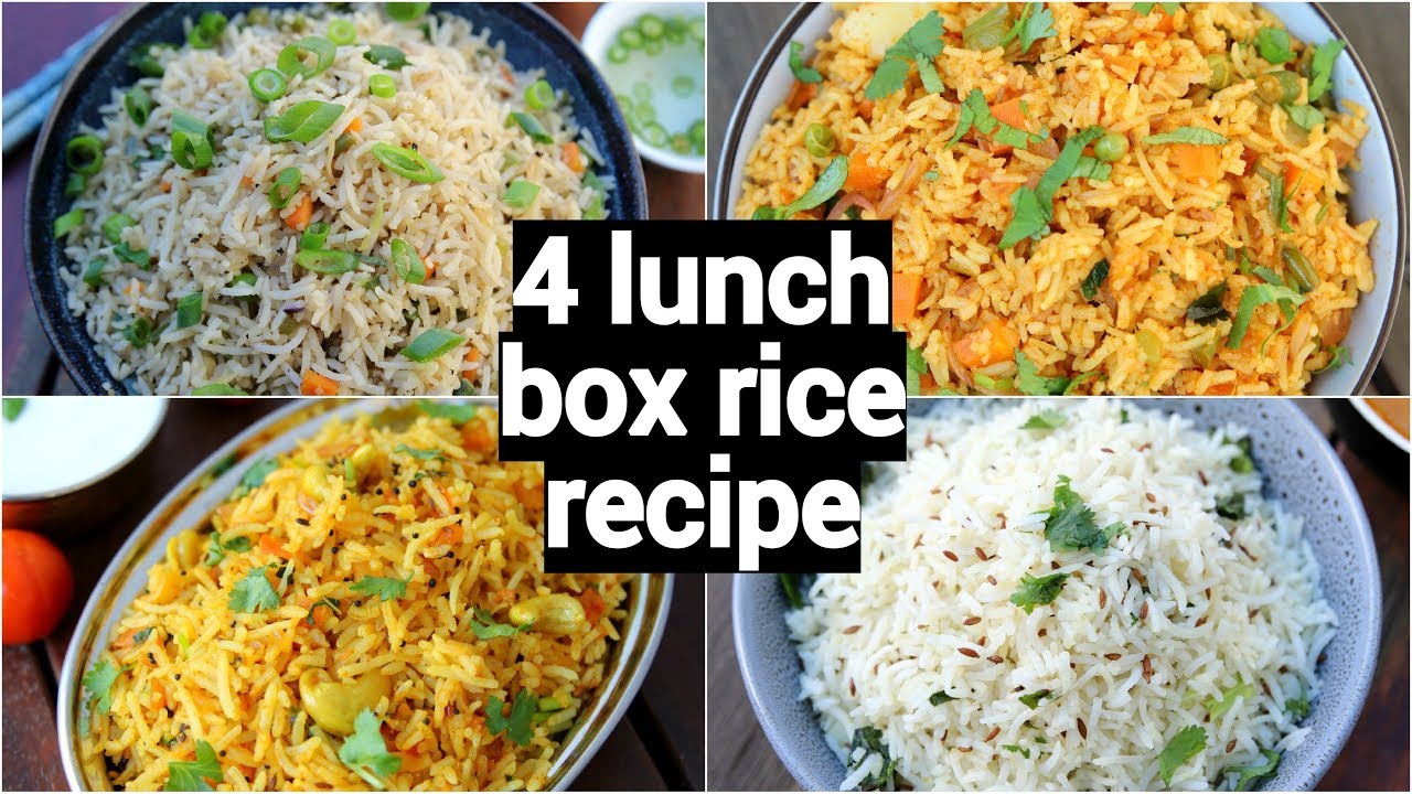 4 lunch box rice recipes | 4 easy & instant rice recipes | tiffin box recipes | Hebbar | Hebbars Kitchen