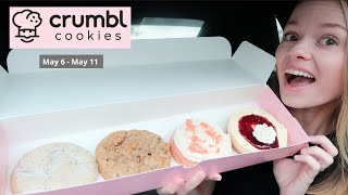 trying CRUMBL new flavors this week | raspberry cheesecake, moms recipe, lemon poppy seed, pink