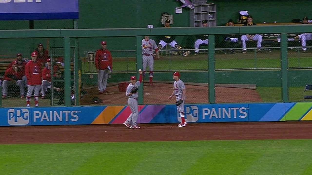 Jay pretends ball bounces over outfield wall YouTube