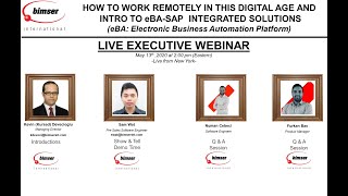 Executive Webinar: How to work remotely with eBA digitally and Intro to eBA SAP Integrations