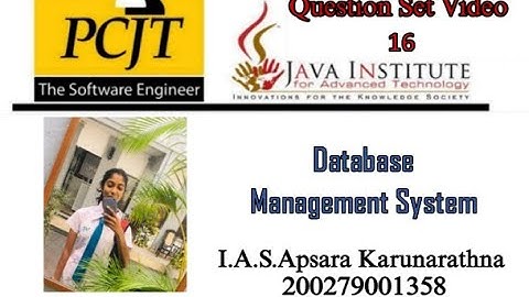 Question Set 16 | Database Management System | Java Institute