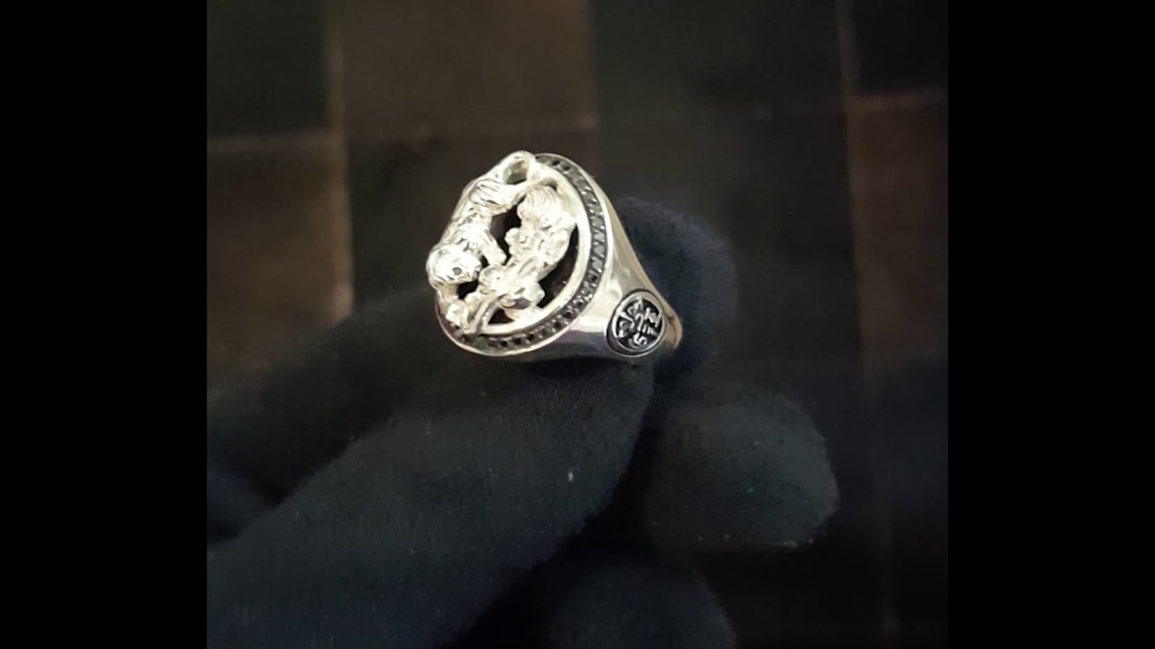 Silver Lion Ring with Black Diamonds by Proclamation Jewelry
