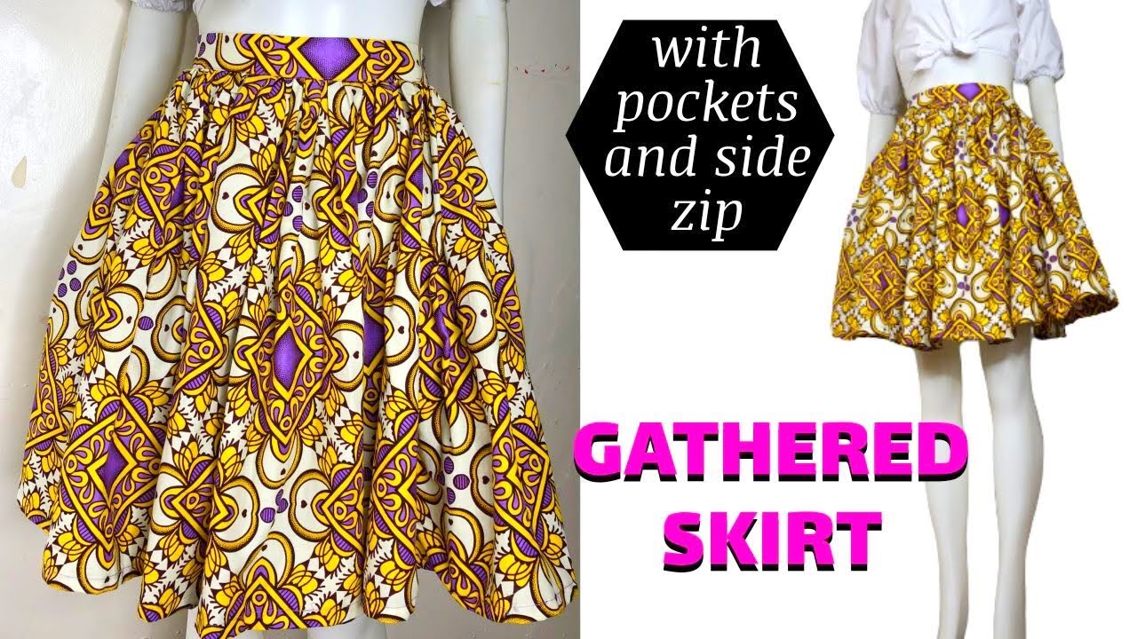 How to Sew GATHERED SKIRT / With SIDE ZIP and POCKETS - YouTube