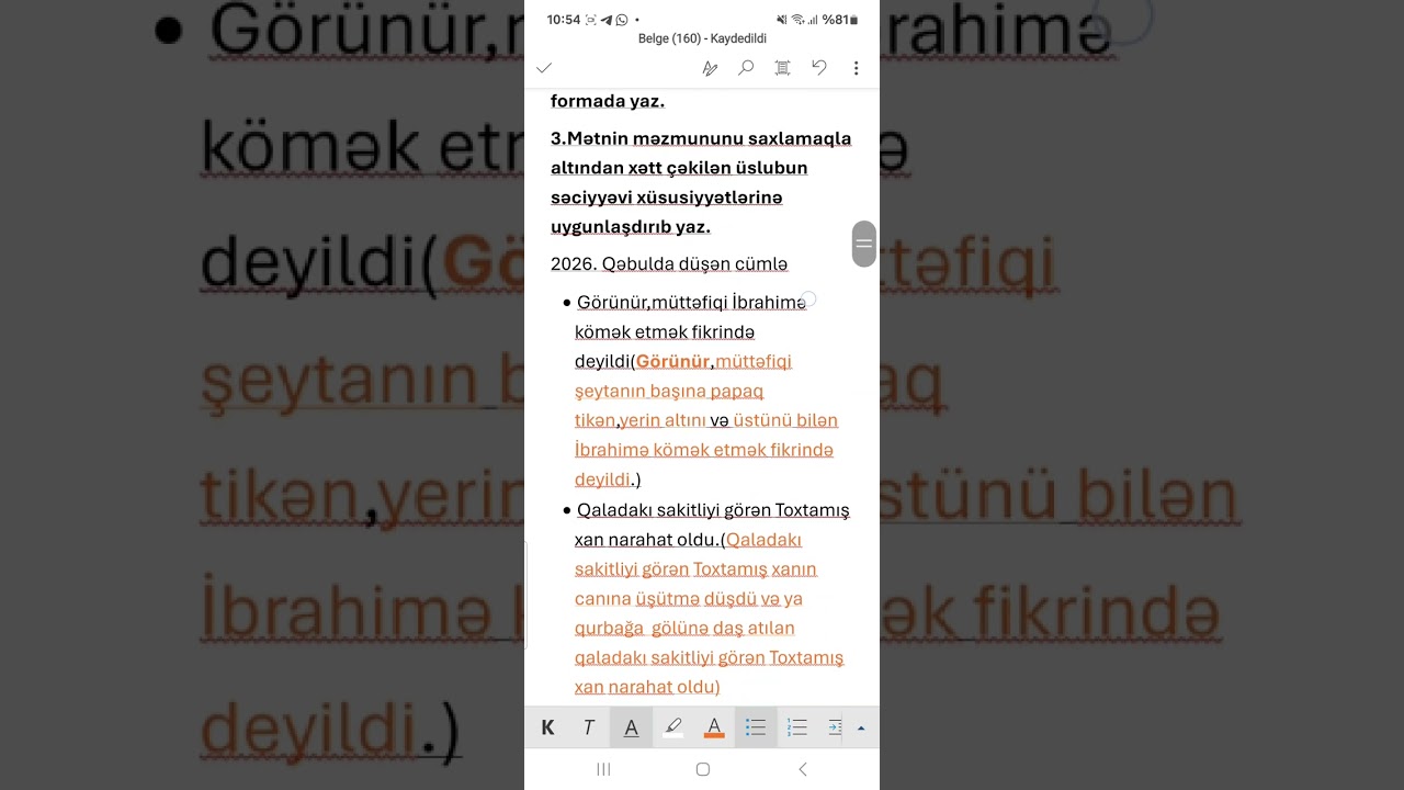 2026 cı ilin qəbulunda düşən sual tipi.  bizə verilən üslubu necə  zənginləşdirə bilərik??DİQQƏT