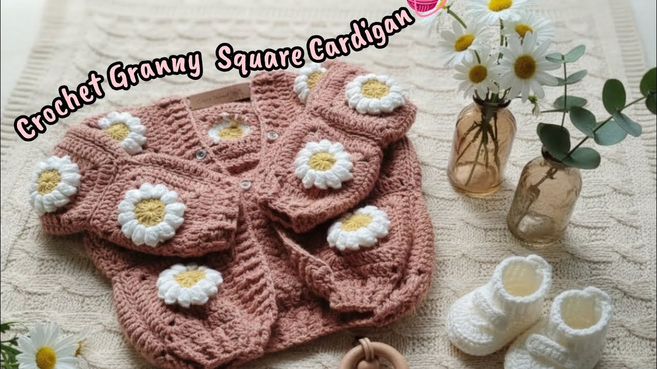 Easy crochet sweater / easy crochet baby cardigan / granny square cardigan #viral#crochet#handmade
