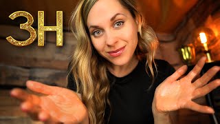 ASMR 3h Full Body massage, SPA, Face Brushing, Oil massage and Rain sounds for sleep