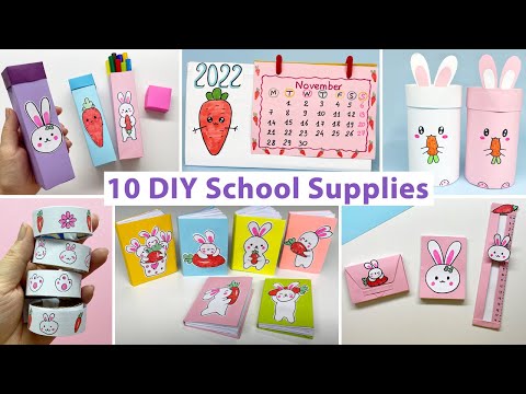 Video 10 Cách làm ĐỒ DÙNG HỌC TẬP cute | 10 DIY cute School... - youtube