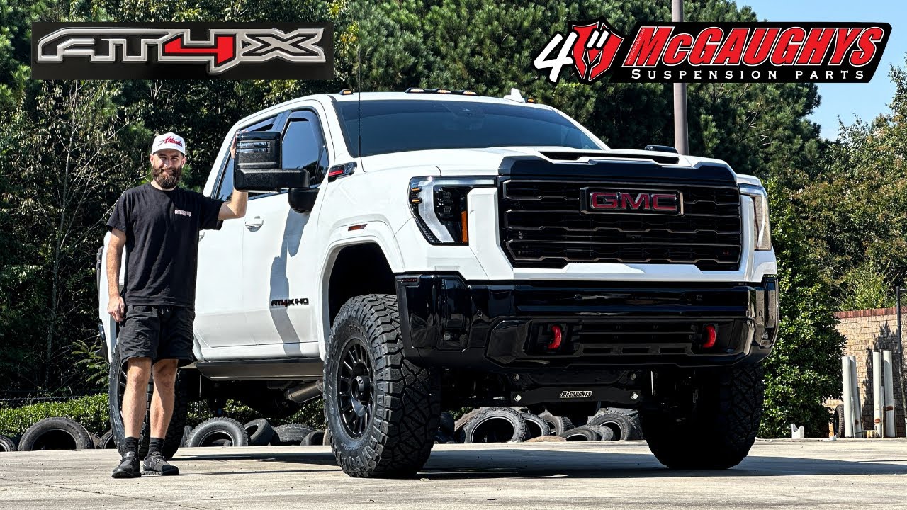ГОТОВ К ТРЕЙЛИНГУ: GMC 2500 AT4X 2025 года | 4-дюймовый подъемник McGaughys | 18-дюймовые колеса ...