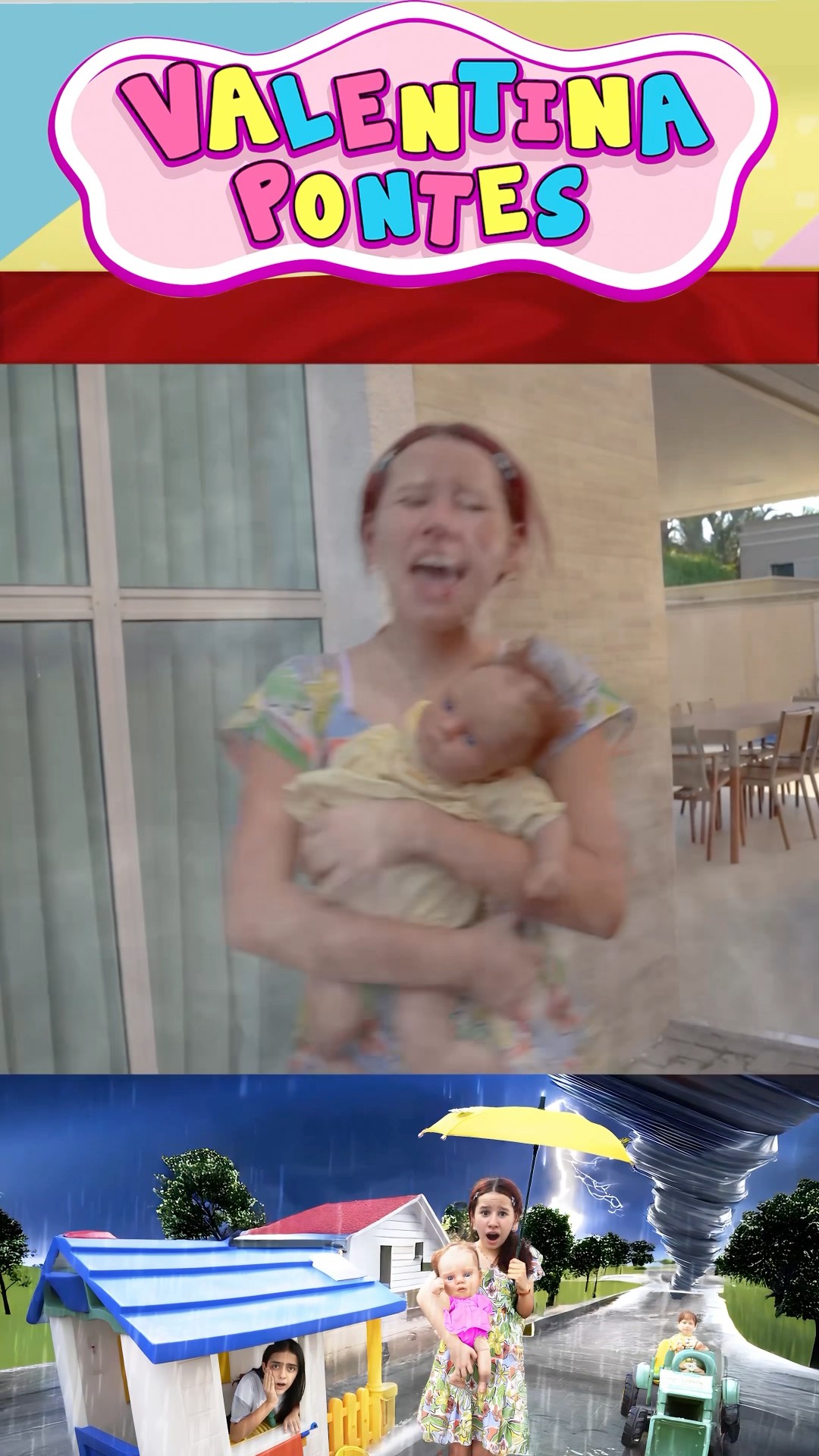 Valentina and her friend pretend play Play neighbors with toy houses