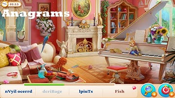 Manor Matters Music Room with Anagrams | Failed in Diadem | fish, candy, ball of yarn, slippers