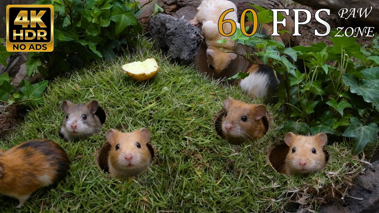 [NO ADS] CAT TV 😺 Backyard Discovery: Hamster Burrow Pop-up & Garden Foraging Feast 🌿 4K