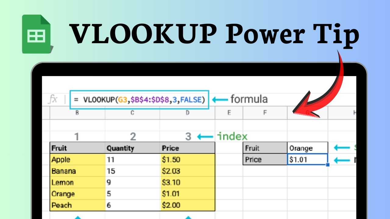 How to use VLOOKUP in Google Sheets (Fast Lookup) - YouTube