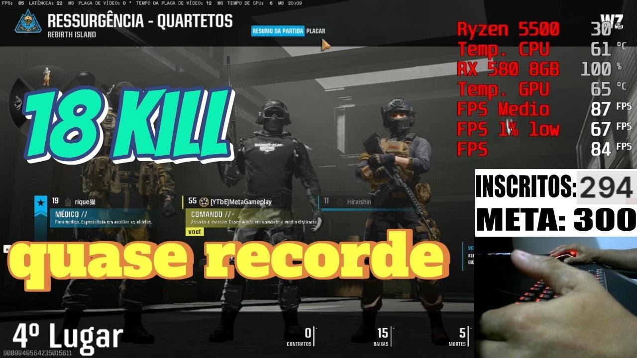 18 kill quase record - WARZONE 4 | RX 580 + RYZEN 5500 | BO6 - YouTube