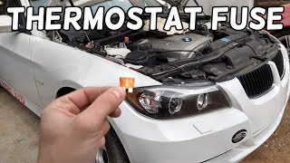 BMW OVERHEATING. THERMOSTAT FUSE LOCATION AND REPLACEMENT BMW E90 E91 E92 E93