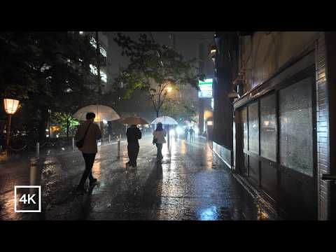 🇯🇵 Kyoto Heavy Rain at Night 🌧️ | Walking Through Gion | Rain Sounds ASMR | 4K HDR