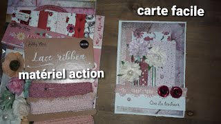 Tuto carte facile/papiers,dentelles,fleurs et tampon action/vive le mélange #récup.