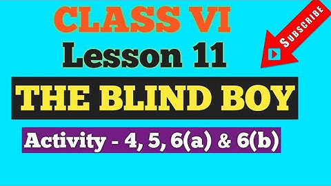 The Blind Boy ৷৷ Class 6 Lesson 11 ৷৷ Activity - 4, 5 , 6(a) & 6(b)