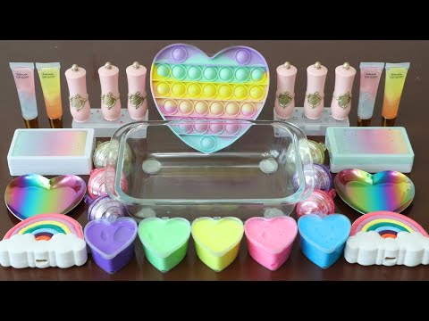 Mixing”Unicorn <strong>Heart</strong>” Eyeshadow and Makeup,parts,glitter Into Slime!Satisfying Slime Video!★<strong>ASMR</strong>★