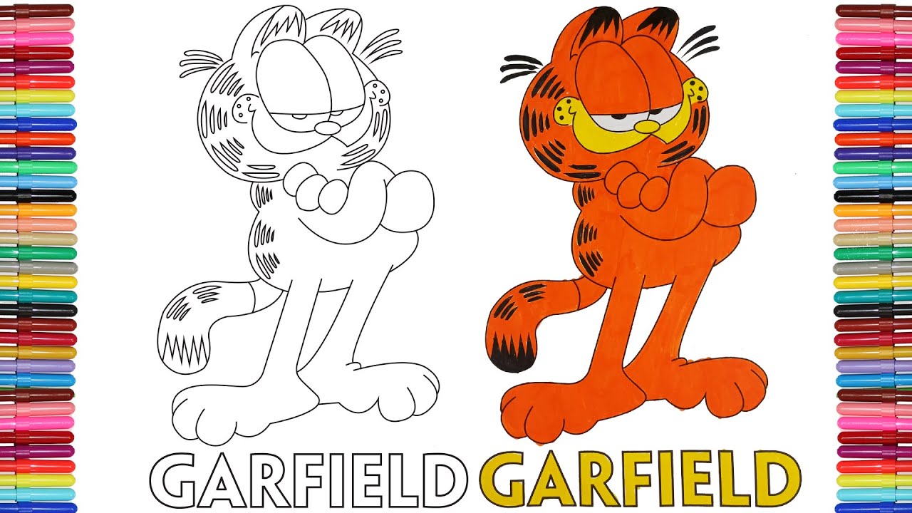 GARFIELD Drawing and Coloring Pages | How to draw and color GARFIELD ...