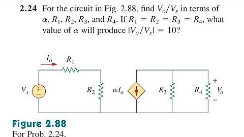 06. For the circuit in Fig.2.88,find Vo/Vs in terms of a,R1,R2,R3,andR4.