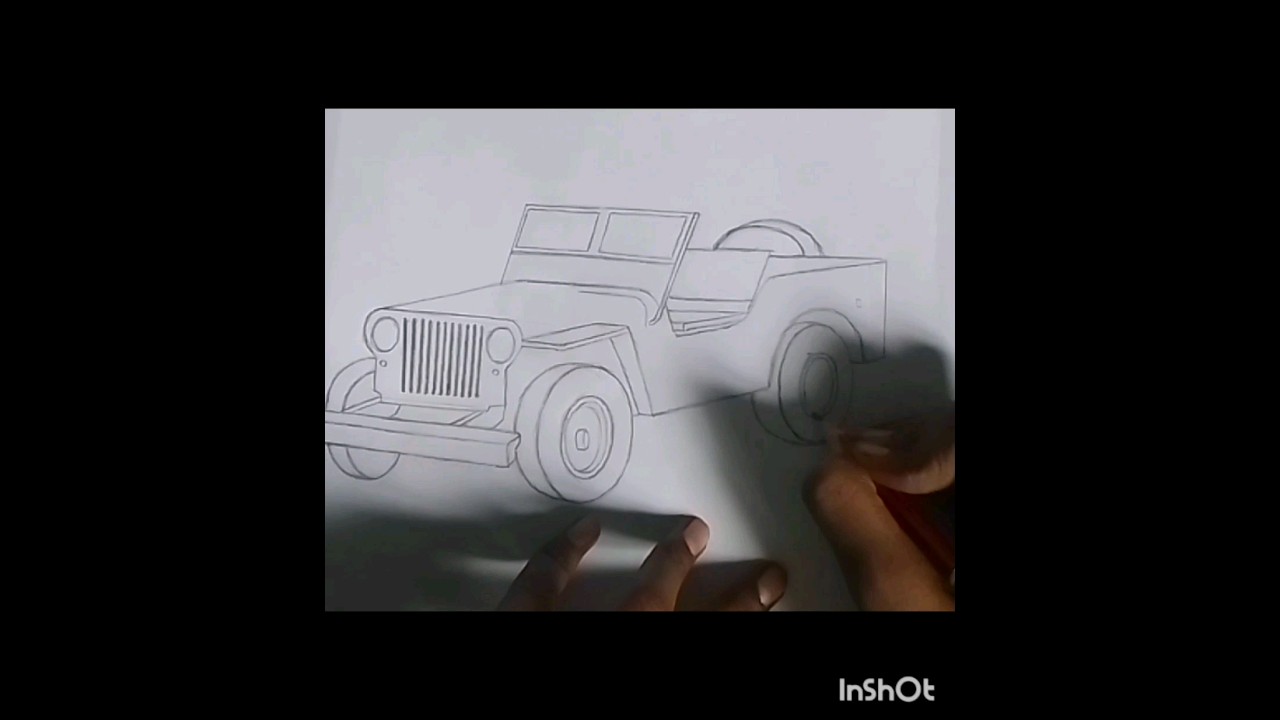 Jeep drawing with pencil         