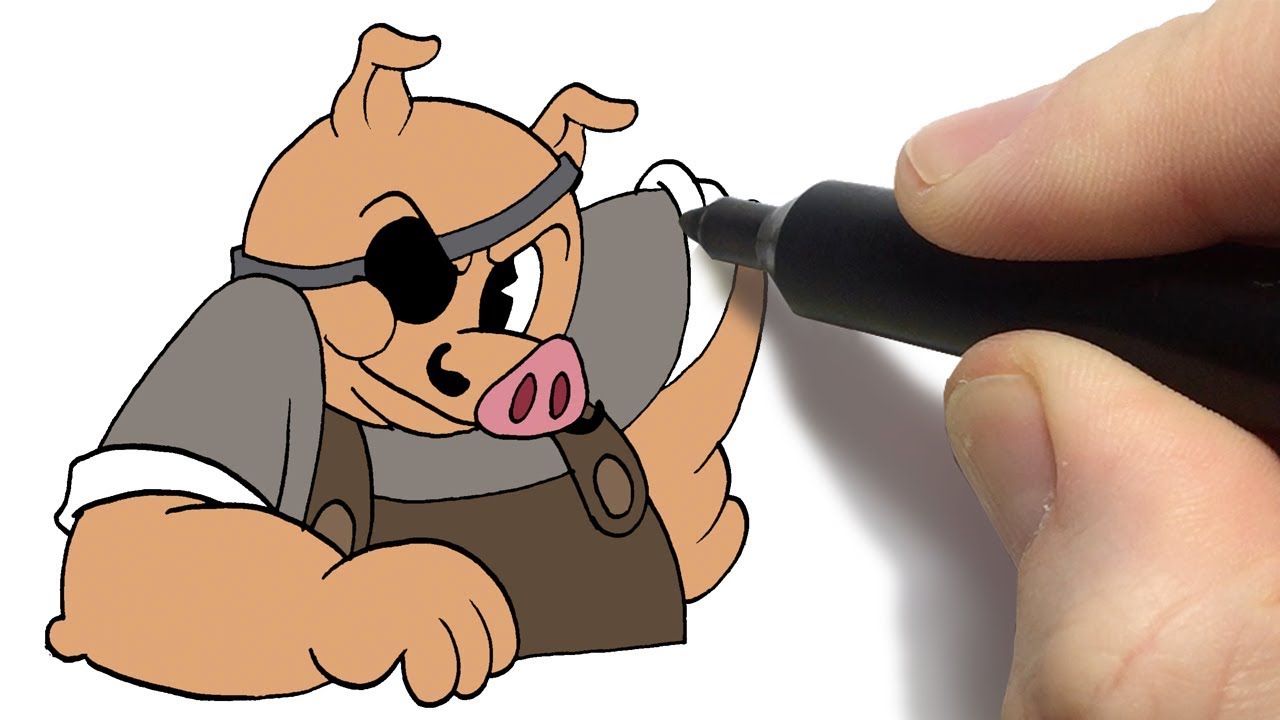 How to Draw Porkrind from Cuphead Step by Step
