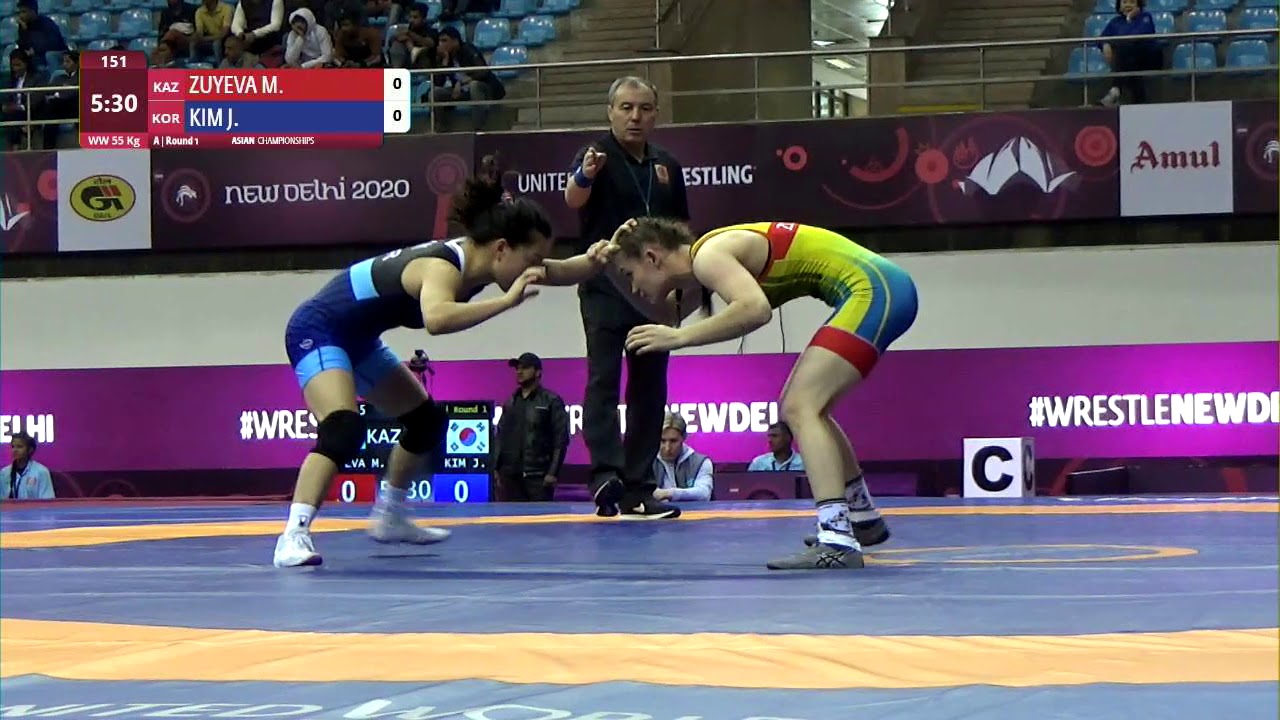 Round 1 WW - 55 kg: M. ZUYEVA (KAZ) v. J. KIM (KOR)