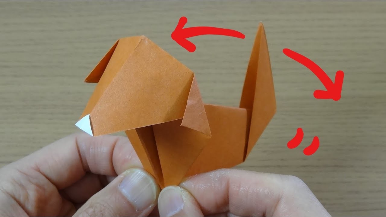 超カワイイ 動く折り紙 しっぽをふる犬 作り方 Origami Dog Wagging Its Tail Youtube