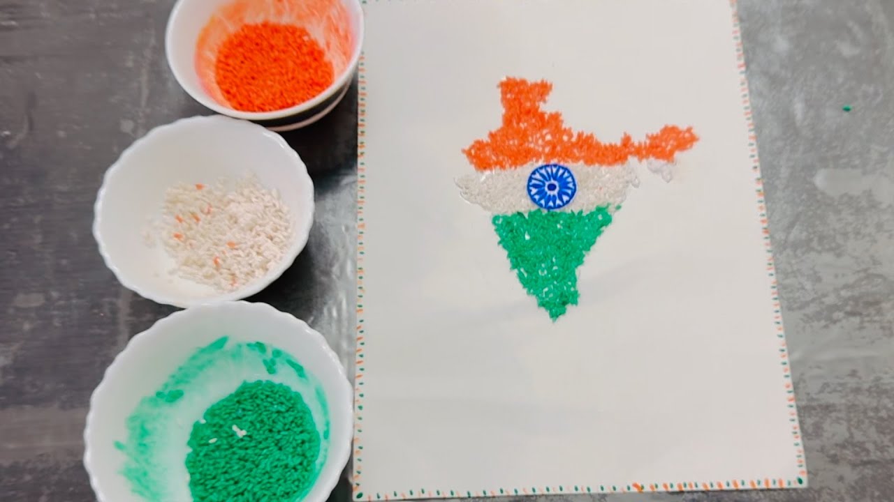 Independece day craft idea | Make Indian map using rice | Independence day craft for kids