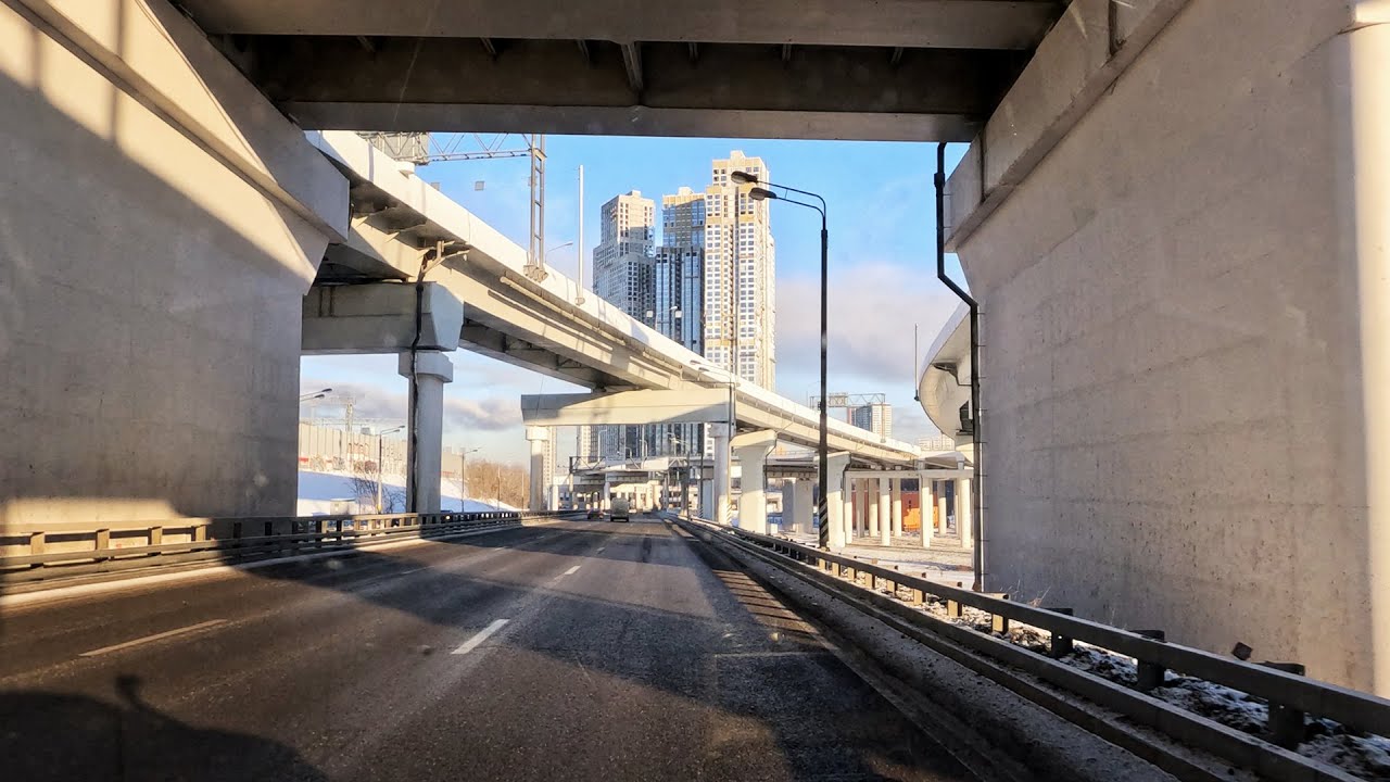 Driving in Moscow: Yasenevo - MKAD - st. General Dorokhov - 3rd transport ring. 4K UHD