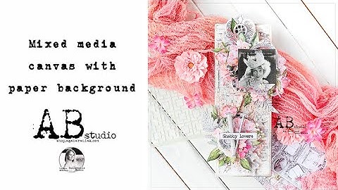 Canvas with paper background. Simple mixed-media for beginners.