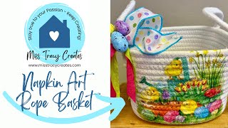 Napkin Art Cotton Rope Basket (Decoupage Craft Tutorial)