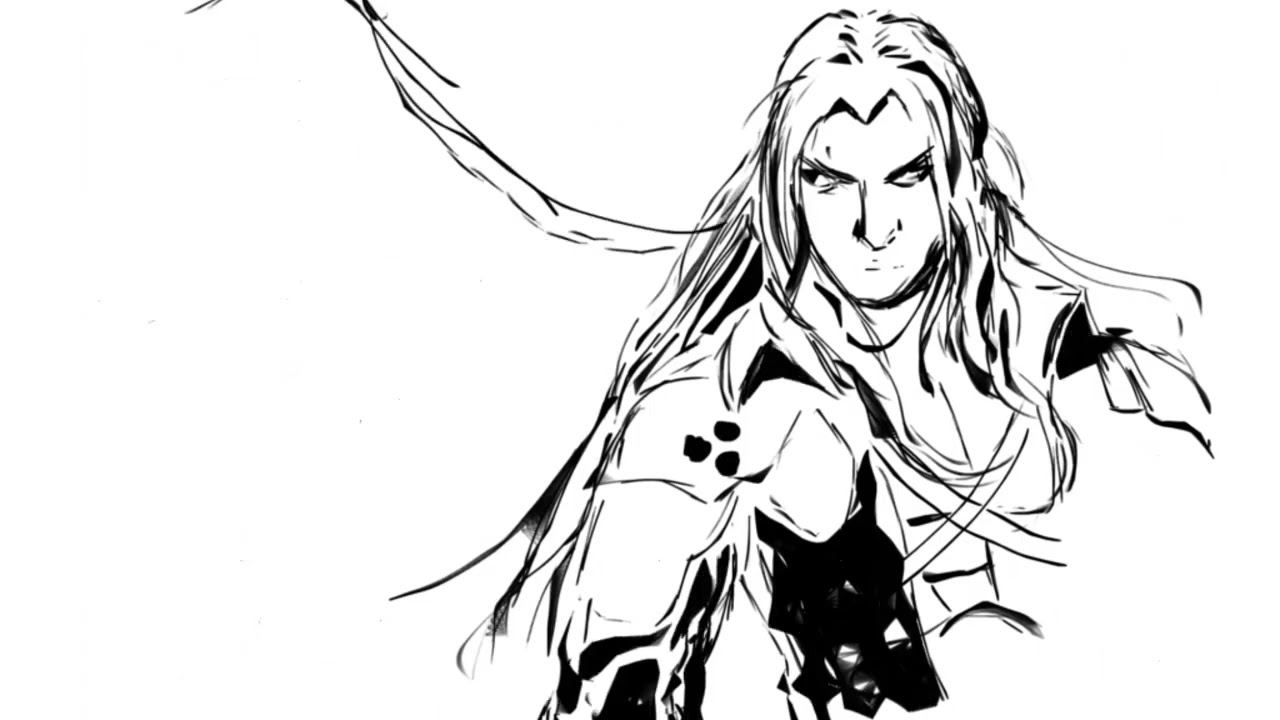 Digital ink drawing of Sephiroth Final Fantasy 7
