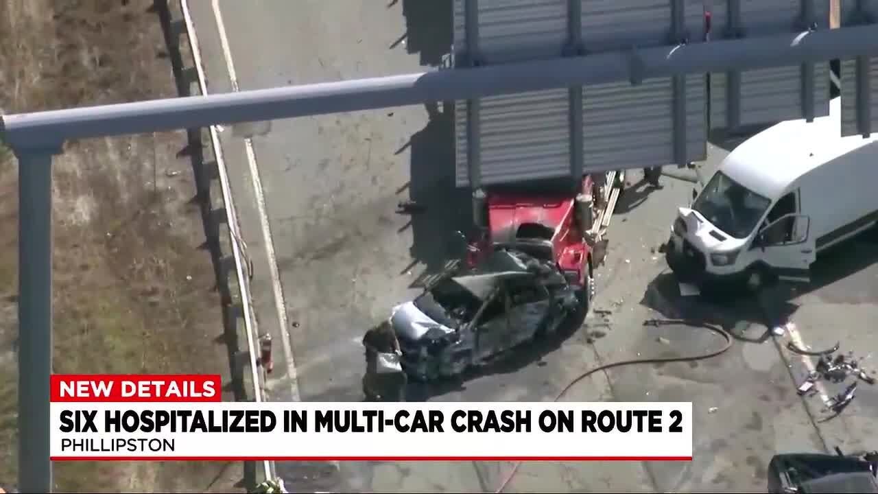 6 people hospitalized after multi-car crash on Route 2
