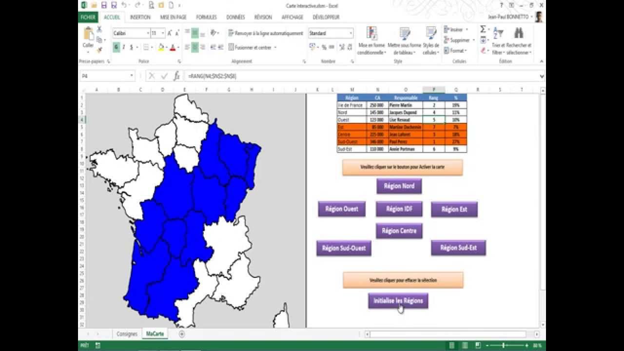 Excel Creer Un Carte De France Interactive 1 2 Youtube