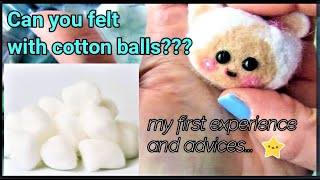 NEEDLE FELTING - first experience | can i use COTTON BALLS? Is it easy?fast?| for BEGINNERS | BASICS