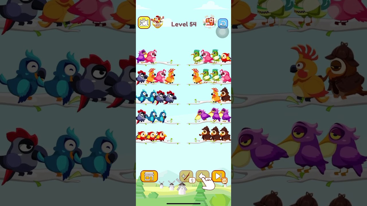 Birds sort color level 54/bird color solution 