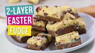 Double Layer Chocolate Easter Fudge With Mini Eggs