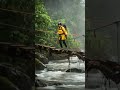 Mountain climbers are crossing the river #shorts