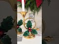 Raz 12" French Horn with Holly Christmas Candlestick Holder 4611786