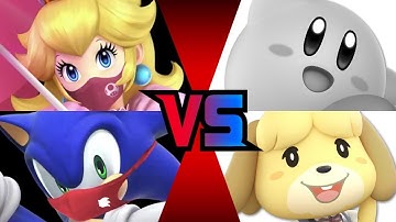 SSBU - Peach (me) and Sonic vs Fake Kirby and Fake Isabelle