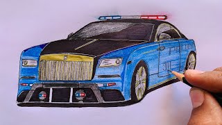 How To Draw Police Rolls Royce || Car Drawing #art #rollsroyce #police #drawing