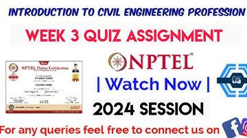 Introduction to Civil Engineering Profession Week 3 Quiz Assignment Solution | NPTEL 2024