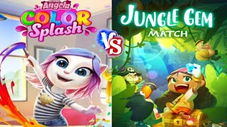 Jungle Gem Match 3 PvP vs Talking Angela Color Splash GAMEPLAY screenshot 4