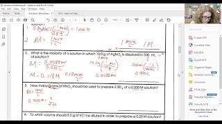 Information Molarity Worksheet Walkthrough Update