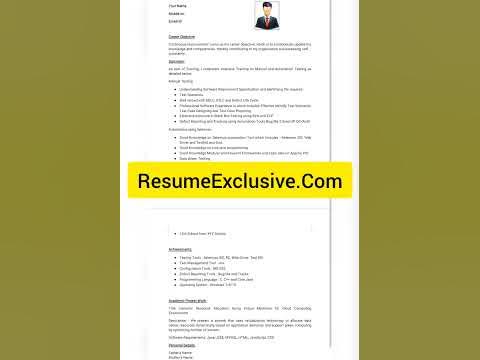 Selenium Automation Tester Resume Format - YouTube